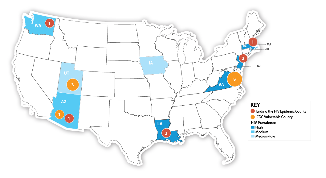 map of nine states where project works