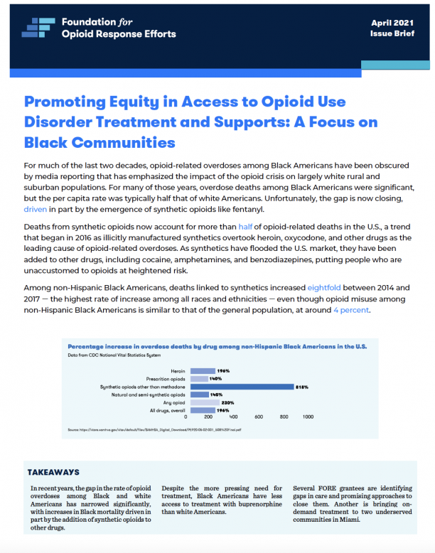 Promoting Equity in Access to Opioid Use Disorder Treatment and Supports: A Focus on Black Communities