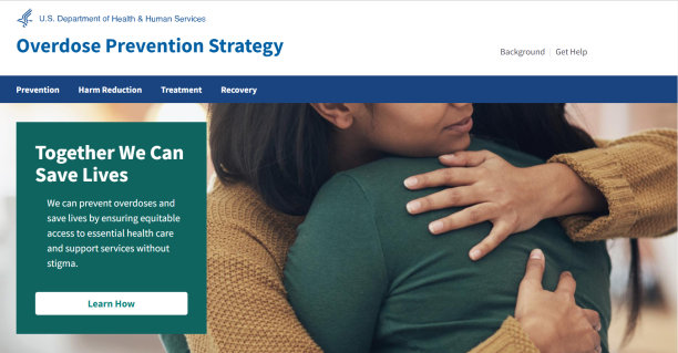 snip of web page of Federal Overdose Prevention Strategy
